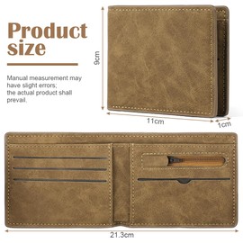 Vicloon Men and Women Minimalist PU Wallet, Blocking Bifold Wallet with Zip Coin, Carder Holder, Banknote Compartments, Minimalist Slim Mens Wallets for Work, Business, Travel, Brown