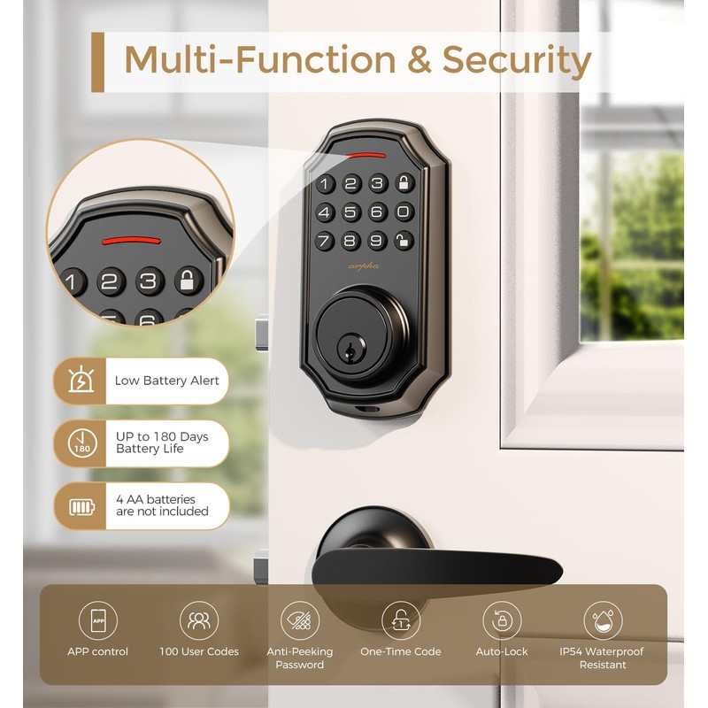Keyless Entry Door Lock with 2 Handle Set - Smart