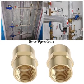 OTOTEC 6PCS Brass Pipe Fitting BSP 1/4 Inch Female Thread to 1/4 Inch Female Thread Straight Hex Nipple Fast Coupler Adapter Connector for Air/Water/Oil/Fuel Pipe