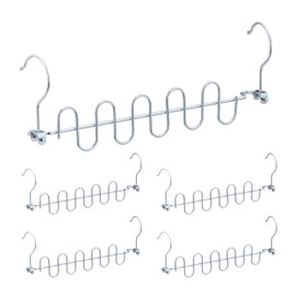 Relaxdays Space-saving, Set of 5, for 10, Multiple Hangers, HWD: 41.5 x 5 x 3.5 cm, Metal, Silver, Iron