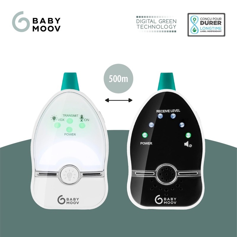 Babymoov Easy Care Baby Monitor Audio, 500 m range, night