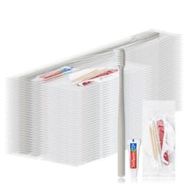 LLHQAMT Disposable Toothbrushes, Toothbrush and Toothpaste, Toothbrush and Toothpaste Travel, Comes with Hotel Vanity Set, Individually Packaged, Suitable for Hotel, Home, Camping, Travel (30-Pack)