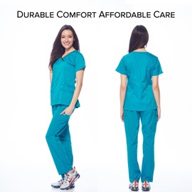 Dagacci Medical Uniform Women's Scrub Set Stretch Top and Pants Teal Green XXS