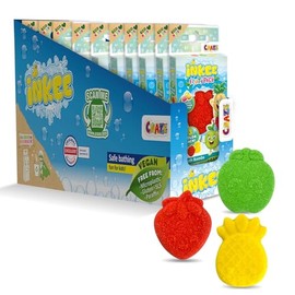 INKEE FRUITY Mini Pack 10 Badekugeln , Badebomben Kinder mit 3 verschiedenen Fruchtformen - Apfelgrün; Erdbeerrot; Ananasgelb, mit Jojobaöl und Fruchtgummi-Aroma
