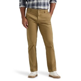 Lee Men's Extreme Motion Flat Front Regular Straight Pant Bronze 32W x 30L