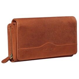 Benthill Large Leather Wallet with RFID Protection, Genuine Cowhide Leather Wallet with Many Card Slots, XXL Long Wallet, brown, Vintage