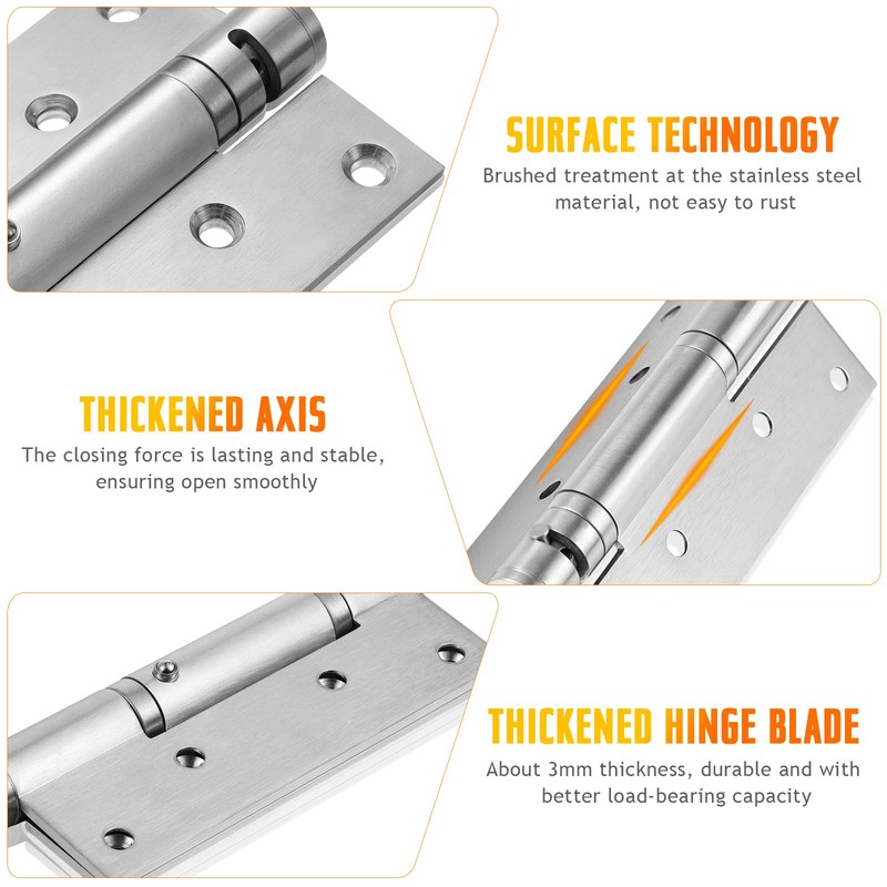 OUNONA Heavy Duty Automatic Self Closing Spring Hinges Stainless Steel