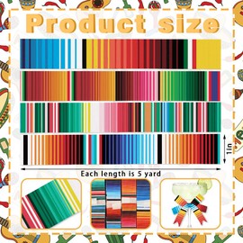 ALIBBON 4 Rolls 20 Yards 1" Cinco de Mayo Ribbon Fiesta Ribbon Mexican Serape Ribbons for DIY Crafts Party Decor, Mexican Ribbon Colorful Grosgrain Ribbon for Gift Wrapping Bows Crafting Supplies