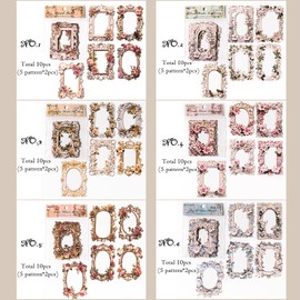 Scrapbook Bullet Journal Accessories Vintage Stickers 60 Pieces, Hollow Embossed Flower Frame Retro Aesthetic Sticker for Photo Album, Scrapbooking, Diary, Album, Diary, Notebook, DIY Decoration