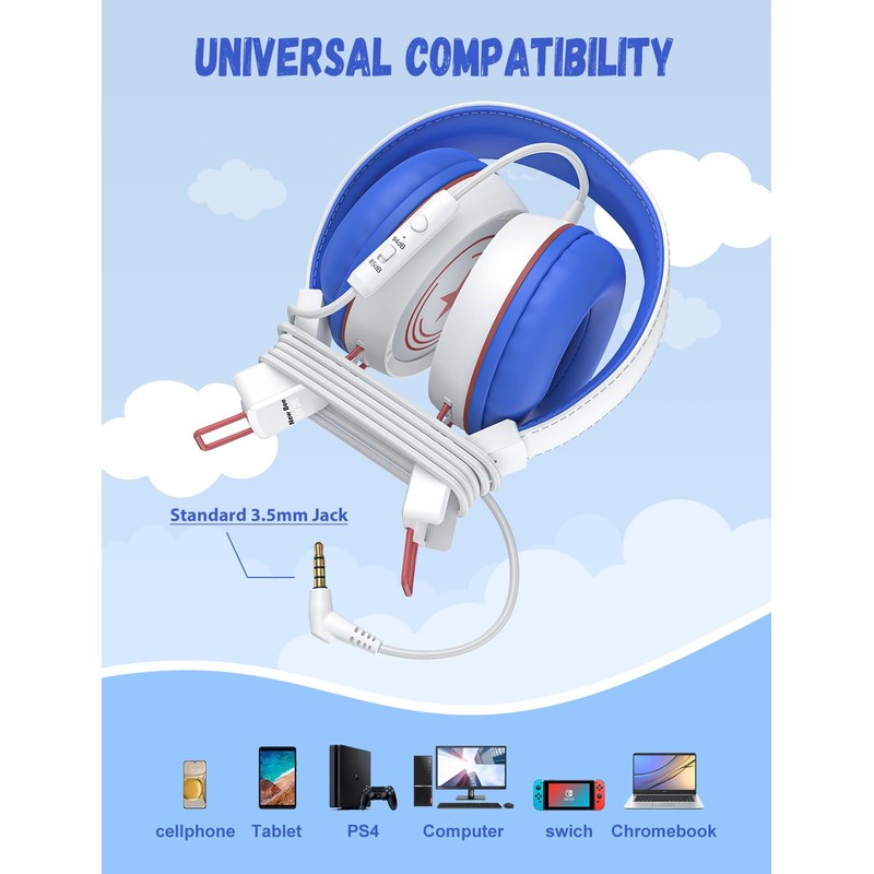 New bee Kids Headphones for School with Microphone KH20 HD