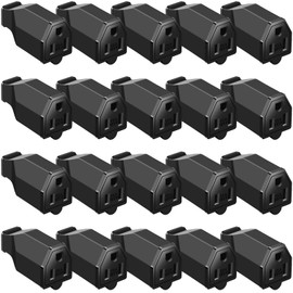 Treela 20 Pcs Extension Cord Plug Replacement Female Extension Cord Ends 125v 15a 2 Pole 3 Wire Male and Female Connector Straight Plug Replacement Compatible with Nema 5-15r 1875w