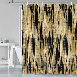 JAWO - Cortinas de ducha doradas para baño, tela decorativa de tela brillante, impermeable, lavable, elegante, elegante, elegante, brillante, metal, 70 x 70 pulgadas