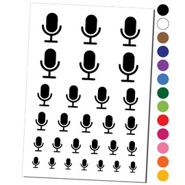 Podcast Broadcast Microphone Temporary Tattoo Water Resistant Fake Body Art Set Collection - Purple (One Sheet)