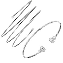 PZKQSAC Silver Arm Cuff for Women Open Adjustable Armband Stackable Upper Arm Bracelet Bangle Minimalist Summer Beach Cuff Jewelry