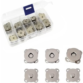 20 Sets Magnetic Snaps Button for Purse Handbag Wallet Overcoat Bag 19 mm Silver Fasteners Snap Buttons (19mm)