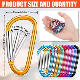 Shimeyao 180 Mosquetones Pequeños de Aluminio de 1.8 Pulgadas Clips de Hebilla de Llavero Mini Anillo de Cierre en Forma de D de Aluminio Gancho de Resorte para Mochila Botella (Multicolor)