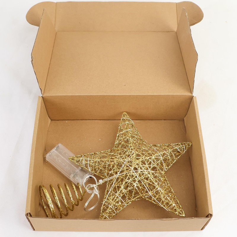 Gold Christmas Tree Topper Star Led,Hollow Glitter Sparkling christmas tree