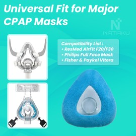 CPAP' Mask Liners Compatible with Large ResMed AirFit F20 & Full Face Masks - Soft Polar Fleece Covers with Heart-Shaped Cutout - Reduces Air Leaks Red Marks - Washable & Elastic Fit
