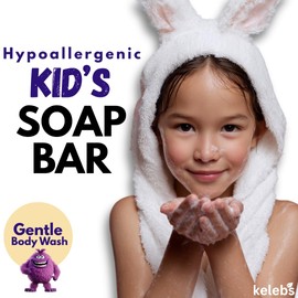 KELEBS Hypoallergenic Kids Soap Bar 2-Pack - Organic & Gentle Lavender Oil Body Wash for Children - Natural Ingredients, Fun Bath Time