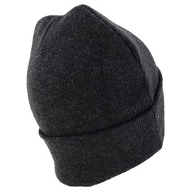 Trendy Apparel Shop XXL Oversized Solid Cuff Long Stretchy Winter Beanie Hat - Charcoal - 2XL