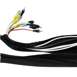 ISOLATECH Braided Sleeve with Velcro Fastening Black Sold by the Metre Diameter 25.4 mm 1 Metre Cable Tube Cable Organiser for Cable Management Desk PC