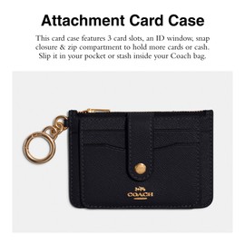Coach Women's Grained Leather Card Holder, Navy Blue, One Size