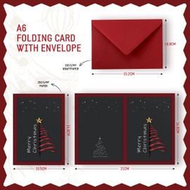 Christmas Cards Pack of 20, Christmas Greeting Cards with Red Envelopes, 5.83x4.13 Inch Merry Christmas Cards with Seal Stickers, Xmas Cards for Family Friend Colleague, Blank Inside, Season Greeting