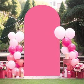 7.2FT Fuchsia Arch Backdrop Cover - Spandex Fitted Wedding Arch Stand Covers Round Top Chiara Arch Backdrop Cover for Birthday Party Banquet Photo Background Decoration