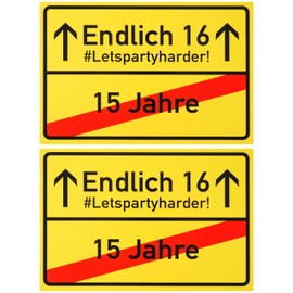 16th Birthday Place Sign, Pack of 2, 1mm PVC, 30 x 20 cm, Joke Item for Birthday Gift, Birthday Surprise 16 Years Sign, Birthday Decoration, Funny Sign Sixteen