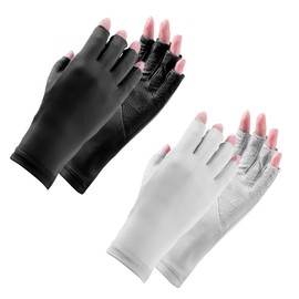 [Goture] Women's Gloves [Cooling Sensation to -5°C, UPF50+, Smartphone Operation, Anti-Slip Design] UV Protection, Sun Protection, Fingerless, Night, Thin, Rough Hands, UV Protection, Driving,