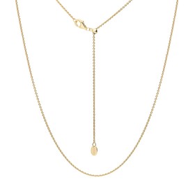 BERRICLE Sterling Silver Adjustable Slider Fashion Rolo Chain Necklace for Women 24 inch, Yellow Gold Flashed