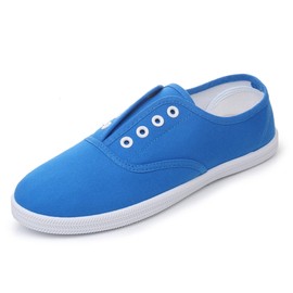 VenusCelia Blaze - Tenis de lona sin cordones para mujer, Azul / Patchwork, 9.5 US