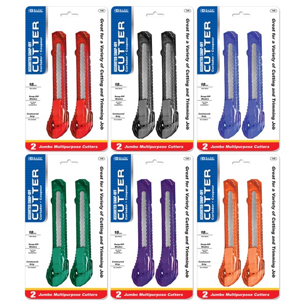 BAZIC Utility Knife Box Cutter 18mm Wider Blade, Retractable Snap-Off