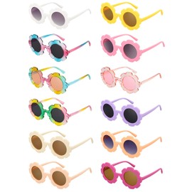 Mdvora 12 Pack Round Flower Sunglasses Set, Outdoor Kids Sunglasses Kit, 12 Color Options Flower Sunglasses(Set F, 12pcs)