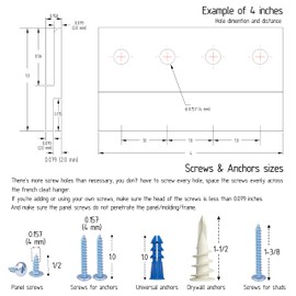 French Cleat Bracket 17 Inches - Aluminum Z Hanger Supports 100lbs - Interlocking French Cleat Picture Hanger Hardware Kit for Hanging Mirrors, Picture, Shelf, Whiteboard, Art, Frames (2Pairs)