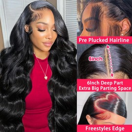 13x6 Body Wave Lace Front Wigs Human Hair Pre Plucked HD Transparent Lace Frontal Wigs Human Hair 230% Density Glueless Human Wigs with Baby Hair for Women 20 Inch