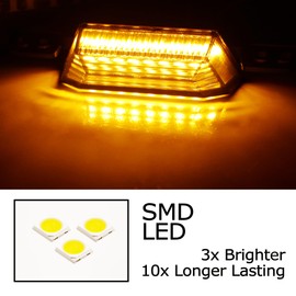 iJDMTOY 3pc Black-Out Smoked Lens Amber Yellow 9-LED Front Upper Grille or Side Markers Clearance Light Kit Compatible with Toyota 2022-up Tundra, 2023-up Sequoia TRD Pro ONLY