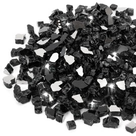 Stanbroil 10-Pound Fire Glass - 1/2 inch Reflective Tempered Fire Glass for Fireplace Fire Pit, Onyx Black Reflective