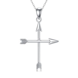 ROMANTICWORK Arrow Necklace Sterling Silver Classic Love 3D Arrow Cross Pendant Archery Jewelry for Women Birthday Gifts