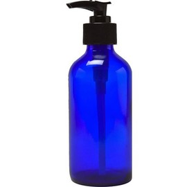 8 oz Lotion Pump Bottle - Perfume Studio Cobalt Blue Glass Lotion/Soap Pump Dispenser Bottles with Black Dispenser (1 Unit)