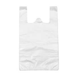 T Shirt Bags, White Plastic Bags with Handles Bulk, Bolsas De Plastico para Negocio, Grocery Bags Retail Shopping Bags Merchandise Bags for Supermarket Restaurant, 12x20inch (50pcs)