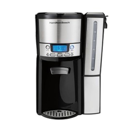 Hamilton Beach One Press Programmable Dispensing 12 Cup Coffee Maker with Internal Coffee Pot, Stays Warm and Fresh for Hours, 60 oz. Removable Reservoir, Black & Stainless Steel (47950)