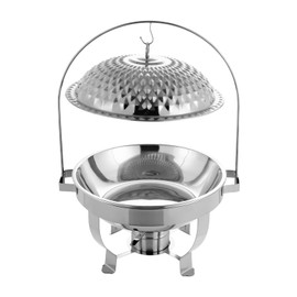 Chafing Dish Buffet Set, Hanging Lid Dining Stove with Lid Round Stainless Steel Chafer Buffet Servers Food Warmer for Catering Party Wedding Banquet (Silver, 6L)