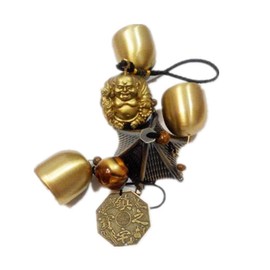 Lucky Wind Chimes, Feng Shui Wind Chime Outdoor Good Luck Hanging Charm with Coin for Garden Home Patio Yard (Buddha Wind Chime)
