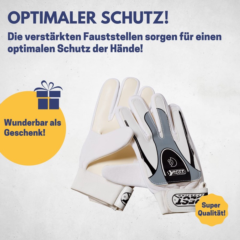Best Sport Goalkeeper Gloves - White/Grey/Black, Size 11