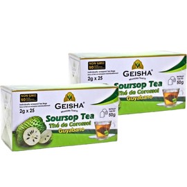 GEISHA Soursop Tea - 2 PACK (50 Tea Bags/Pouches) | Graviola | Guyabano | Ceylon Tea | Non GMO