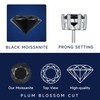 MomentWish Black Moissanite Stud Earrings, 1-2 Carat Earrings, Black, Men,