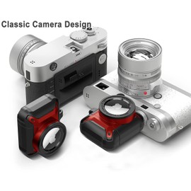 AirPods Case Camera Design Airpod Airtag Case Armor Case Cover Compatible with AirPods 2/1 and AirTags, Cute Military Protective Case with Keychain Shockproof - Black/Red