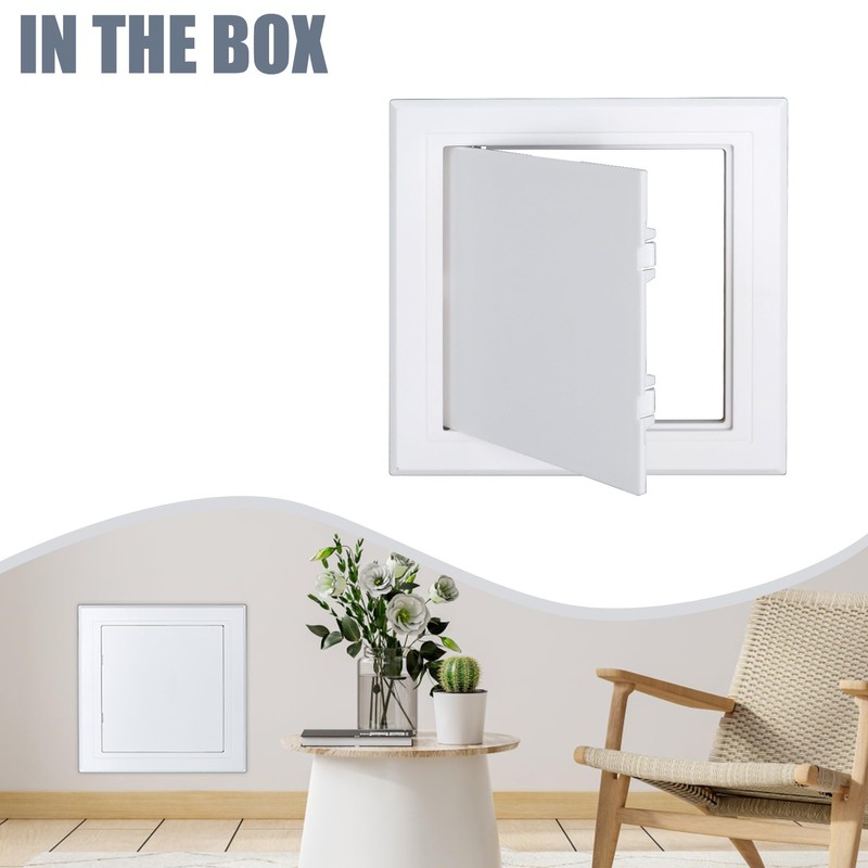Flamorrow White Plastic Access Panel for Drywall, 8 x 8