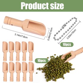 Small Wooden Scoop, 10 Pcs Wooden Handle Mini Salt Scoop, Spice Spoon for Bath Salt, Tea, Honey, Coffee, Sugar, Jam